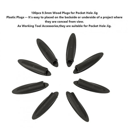 100pcs 9.5mm Plastic Oblique Hole Opener Wood Plugs for Pocket Hole Jig Wood Working Tool Accessories black